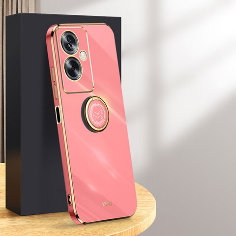 Coque Ultra Fine Silicone Souple Housse Etui avec Support Bague Anneau Aimante Magnetique XL1 pour Oppo A79 5G Rose Rouge