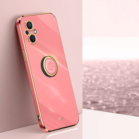 Coque Ultra Fine Silicone Souple Housse Etui avec Support Bague Anneau Aimante Magnetique XL1 pour Oppo F21 Pro 5G Rose Rouge