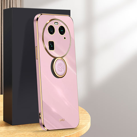 Coque Ultra Fine Silicone Souple Housse Etui avec Support Bague Anneau Aimante Magnetique XL1 pour Oppo Find X6 5G Violet Clair