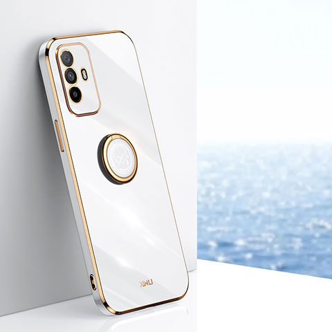 Coque Ultra Fine Silicone Souple Housse Etui avec Support Bague Anneau Aimante Magnetique XL1 pour Oppo Reno5 Z 5G Blanc