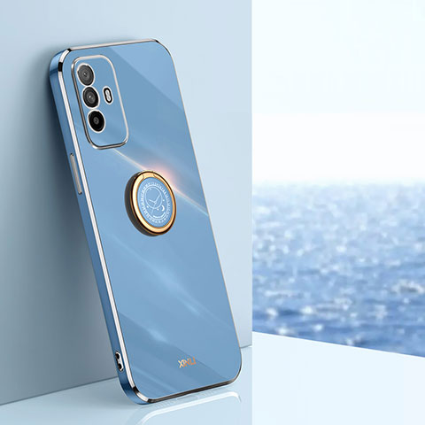 Coque Ultra Fine Silicone Souple Housse Etui avec Support Bague Anneau Aimante Magnetique XL1 pour Oppo Reno5 Z 5G Bleu