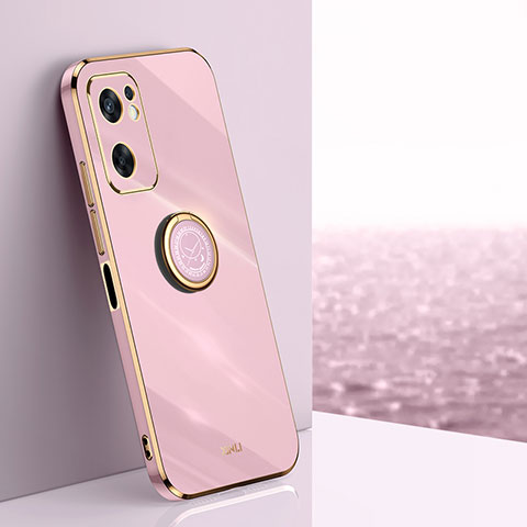 Coque Ultra Fine Silicone Souple Housse Etui avec Support Bague Anneau Aimante Magnetique XL1 pour Oppo Reno7 SE 5G Rose