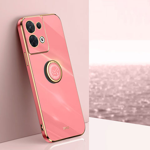 Coque Ultra Fine Silicone Souple Housse Etui avec Support Bague Anneau Aimante Magnetique XL1 pour Oppo Reno8 Pro 5G Rose Rouge