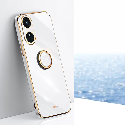 Coque Ultra Fine Silicone Souple Housse Etui avec Support Bague Anneau Aimante Magnetique XL1 pour Oppo Reno8 T 4G Blanc