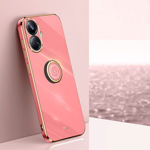 Coque Ultra Fine Silicone Souple Housse Etui avec Support Bague Anneau Aimante Magnetique XL1 pour Realme 10 Pro+ Plus 5G Rose Rouge