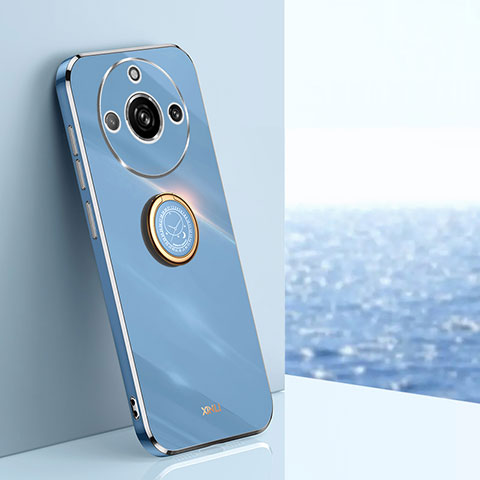 Coque Ultra Fine Silicone Souple Housse Etui avec Support Bague Anneau Aimante Magnetique XL1 pour Realme Narzo 60 Pro 5G Bleu