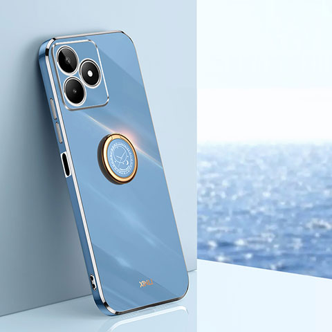 Coque Ultra Fine Silicone Souple Housse Etui avec Support Bague Anneau Aimante Magnetique XL1 pour Realme Narzo N53 Bleu