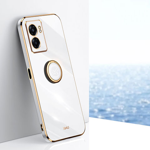 Coque Ultra Fine Silicone Souple Housse Etui avec Support Bague Anneau Aimante Magnetique XL1 pour Realme Q5i 5G Blanc