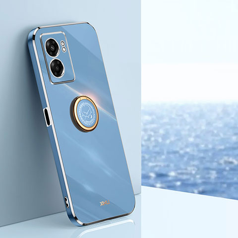 Coque Ultra Fine Silicone Souple Housse Etui avec Support Bague Anneau Aimante Magnetique XL1 pour Realme Q5i 5G Bleu