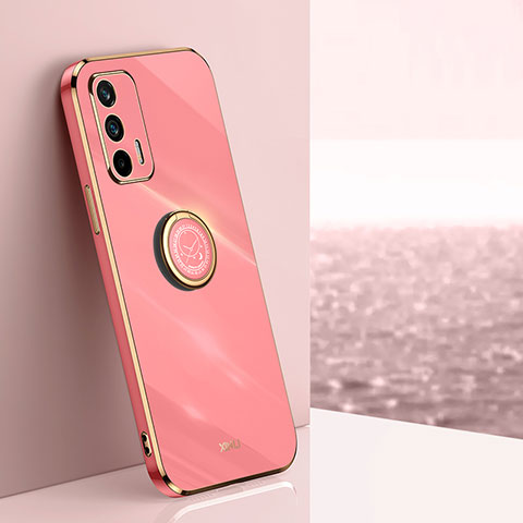 Coque Ultra Fine Silicone Souple Housse Etui avec Support Bague Anneau Aimante Magnetique XL1 pour Realme X7 Max 5G Rose Rouge