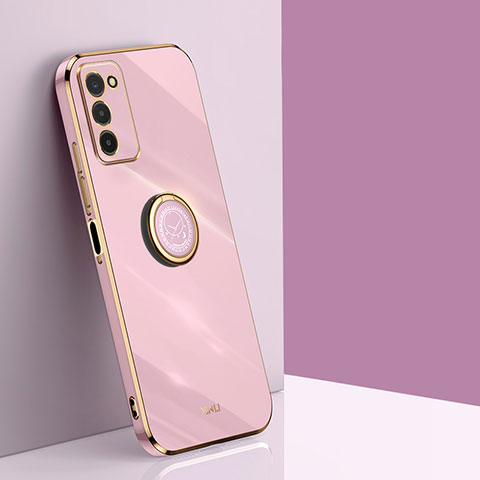 Coque Ultra Fine Silicone Souple Housse Etui avec Support Bague Anneau Aimante Magnetique XL1 pour Samsung Galaxy A02s Rose