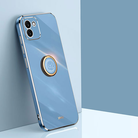 Coque Ultra Fine Silicone Souple Housse Etui avec Support Bague Anneau Aimante Magnetique XL1 pour Samsung Galaxy A03 Bleu