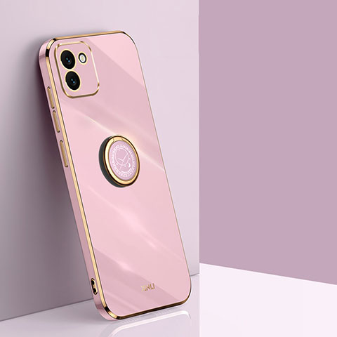 Coque Ultra Fine Silicone Souple Housse Etui avec Support Bague Anneau Aimante Magnetique XL1 pour Samsung Galaxy A03 Rose