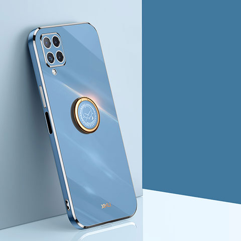 Coque Ultra Fine Silicone Souple Housse Etui avec Support Bague Anneau Aimante Magnetique XL1 pour Samsung Galaxy A12 5G Bleu