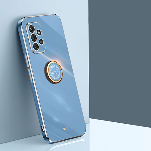 Coque Ultra Fine Silicone Souple Housse Etui avec Support Bague Anneau Aimante Magnetique XL1 pour Samsung Galaxy A72 5G Bleu