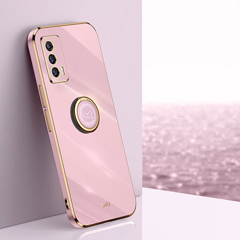 Coque Ultra Fine Silicone Souple Housse Etui avec Support Bague Anneau Aimante Magnetique XL1 pour Vivo iQOO Neo5 5G Rose