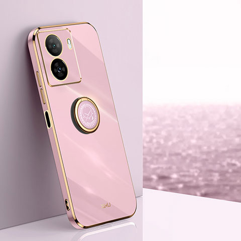 Coque Ultra Fine Silicone Souple Housse Etui avec Support Bague Anneau Aimante Magnetique XL1 pour Vivo iQOO Z7 5G Rose