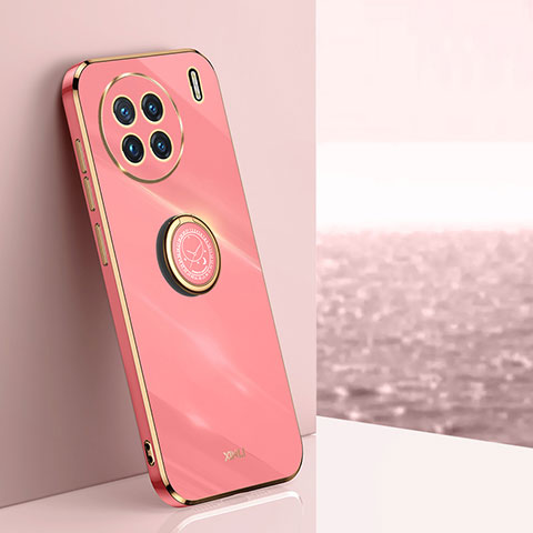 Coque Ultra Fine Silicone Souple Housse Etui avec Support Bague Anneau Aimante Magnetique XL1 pour Vivo X90 5G Rose Rouge