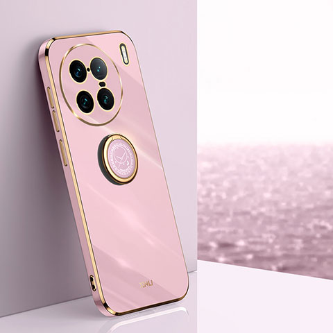 Coque Ultra Fine Silicone Souple Housse Etui avec Support Bague Anneau Aimante Magnetique XL1 pour Vivo X90 Pro+ Plus 5G Rose