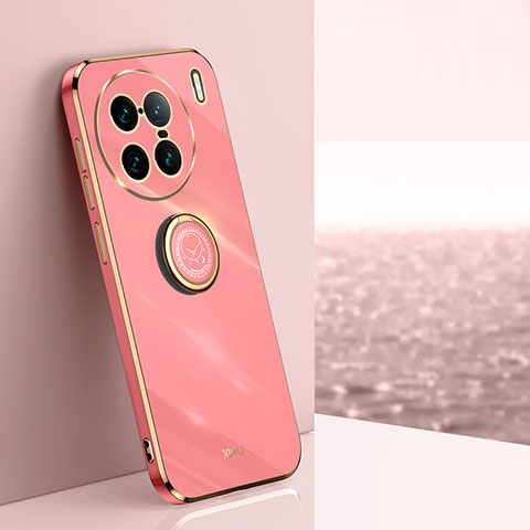 Coque Ultra Fine Silicone Souple Housse Etui avec Support Bague Anneau Aimante Magnetique XL1 pour Vivo X90 Pro+ Plus 5G Rose Rouge