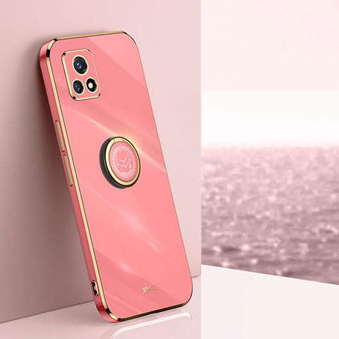 Coque Ultra Fine Silicone Souple Housse Etui avec Support Bague Anneau Aimante Magnetique XL1 pour Vivo Y52s 5G Rose Rouge