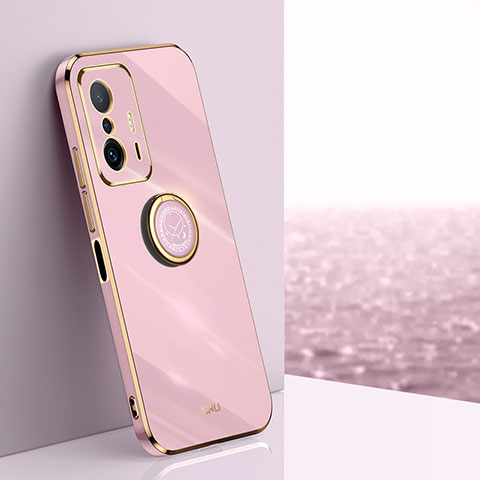 Coque Ultra Fine Silicone Souple Housse Etui avec Support Bague Anneau Aimante Magnetique XL1 pour Xiaomi Mi 11T 5G Rose