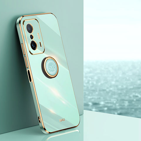 Coque Ultra Fine Silicone Souple Housse Etui avec Support Bague Anneau Aimante Magnetique XL1 pour Xiaomi Mi 11T 5G Vert