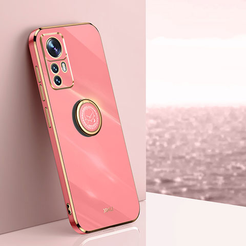 Coque Ultra Fine Silicone Souple Housse Etui avec Support Bague Anneau Aimante Magnetique XL1 pour Xiaomi Mi 12T Pro 5G Rose Rouge