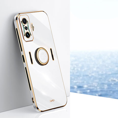 Coque Ultra Fine Silicone Souple Housse Etui avec Support Bague Anneau Aimante Magnetique XL1 pour Xiaomi Poco F4 GT 5G Blanc