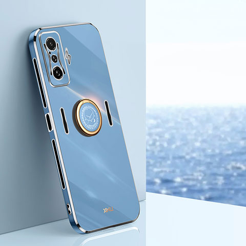 Coque Ultra Fine Silicone Souple Housse Etui avec Support Bague Anneau Aimante Magnetique XL1 pour Xiaomi Poco F4 GT 5G Bleu