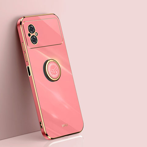 Coque Ultra Fine Silicone Souple Housse Etui avec Support Bague Anneau Aimante Magnetique XL1 pour Xiaomi Poco M4 5G Rose Rouge