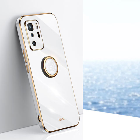 Coque Ultra Fine Silicone Souple Housse Etui avec Support Bague Anneau Aimante Magnetique XL1 pour Xiaomi Poco X3 GT 5G Blanc