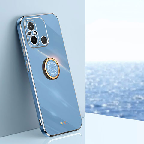 Coque Ultra Fine Silicone Souple Housse Etui avec Support Bague Anneau Aimante Magnetique XL1 pour Xiaomi Redmi 12C 4G Bleu
