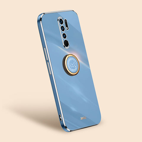 Coque Ultra Fine Silicone Souple Housse Etui avec Support Bague Anneau Aimante Magnetique XL1 pour Xiaomi Redmi 9 Prime India Bleu