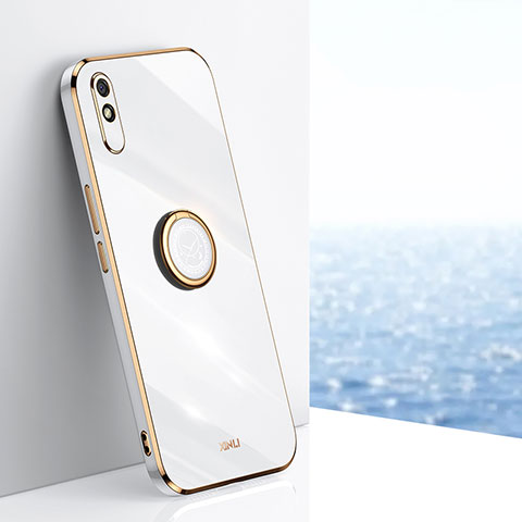 Coque Ultra Fine Silicone Souple Housse Etui avec Support Bague Anneau Aimante Magnetique XL1 pour Xiaomi Redmi 9A Blanc