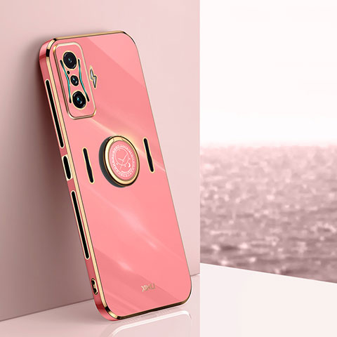 Coque Ultra Fine Silicone Souple Housse Etui avec Support Bague Anneau Aimante Magnetique XL1 pour Xiaomi Redmi K50 Gaming 5G Rose Rouge