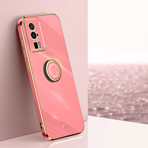 Coque Ultra Fine Silicone Souple Housse Etui avec Support Bague Anneau Aimante Magnetique XL1 pour Xiaomi Redmi K60 5G Rose Rouge