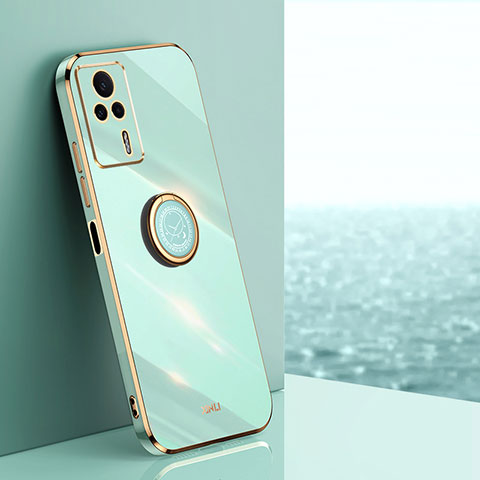 Coque Ultra Fine Silicone Souple Housse Etui avec Support Bague Anneau Aimante Magnetique XL1 pour Xiaomi Redmi K60E 5G Vert