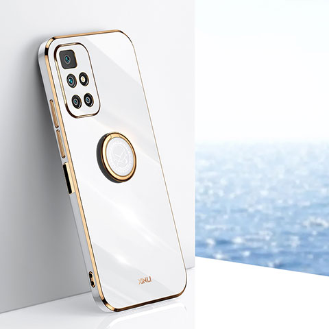 Coque Ultra Fine Silicone Souple Housse Etui avec Support Bague Anneau Aimante Magnetique XL1 pour Xiaomi Redmi Note 11 4G (2021) Blanc