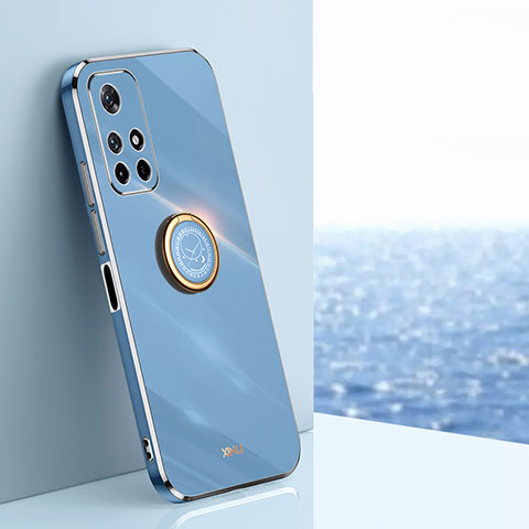 Coque Ultra Fine Silicone Souple Housse Etui avec Support Bague Anneau Aimante Magnetique XL1 pour Xiaomi Redmi Note 11 5G Bleu