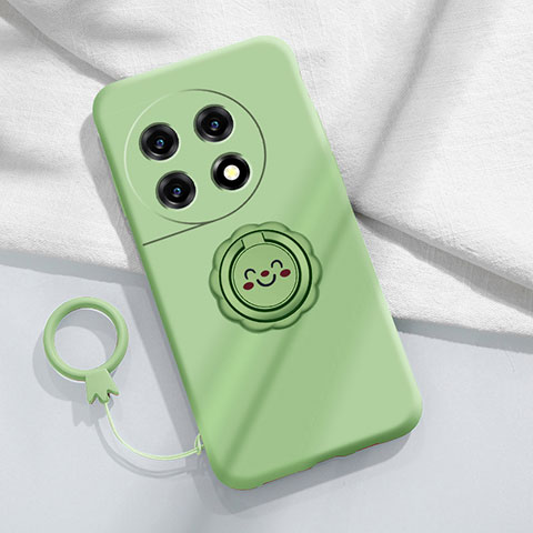 Coque Ultra Fine Silicone Souple Housse Etui avec Support Bague Anneau Aimante Magnetique Z01 pour OnePlus 11 5G Vert