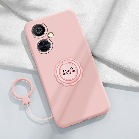 Coque Ultra Fine Silicone Souple Housse Etui avec Support Bague Anneau Aimante Magnetique Z01 pour Oppo K11x 5G Rose