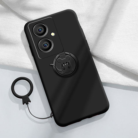 Coque Ultra Fine Silicone Souple Housse Etui avec Support Bague Anneau Aimante Magnetique Z01 pour Vivo V29 Lite 5G Noir