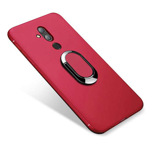 Coque Ultra Fine Silicone Souple Housse Etui avec Support Bague Anneau Aimante pour Huawei Maimang 7 Rouge