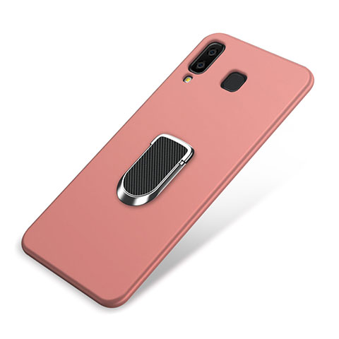 Coque Ultra Fine Silicone Souple Housse Etui avec Support Bague Anneau Aimante pour Samsung Galaxy A8 Star Rose