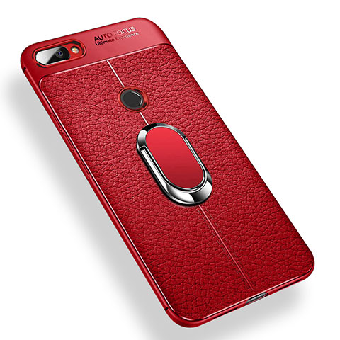 Coque Ultra Fine Silicone Souple Housse Etui avec Support Bague Anneau Aimante pour Xiaomi Mi 8 Lite Rouge