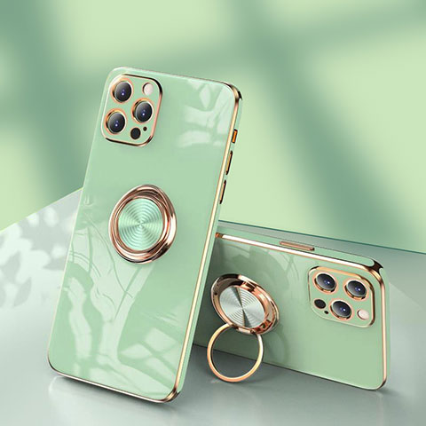 Coque Ultra Fine Silicone Souple Housse Etui avec Support Bague Anneau pour Apple iPhone 14 Pro Pastel Vert