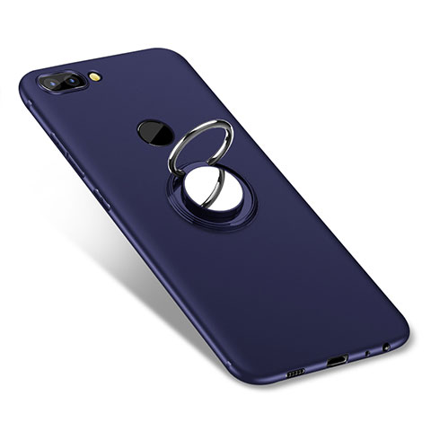 Coque Ultra Fine Silicone Souple Housse Etui avec Support Bague Anneau pour Huawei Enjoy 7S Bleu