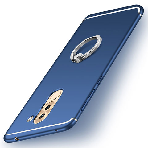 Coque Ultra Fine Silicone Souple Housse Etui avec Support Bague Anneau pour Huawei GR5 (2017) Bleu