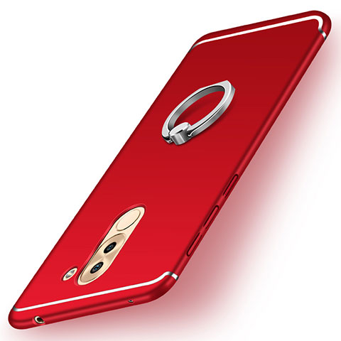 Coque Ultra Fine Silicone Souple Housse Etui avec Support Bague Anneau pour Huawei Honor 6X Pro Rouge